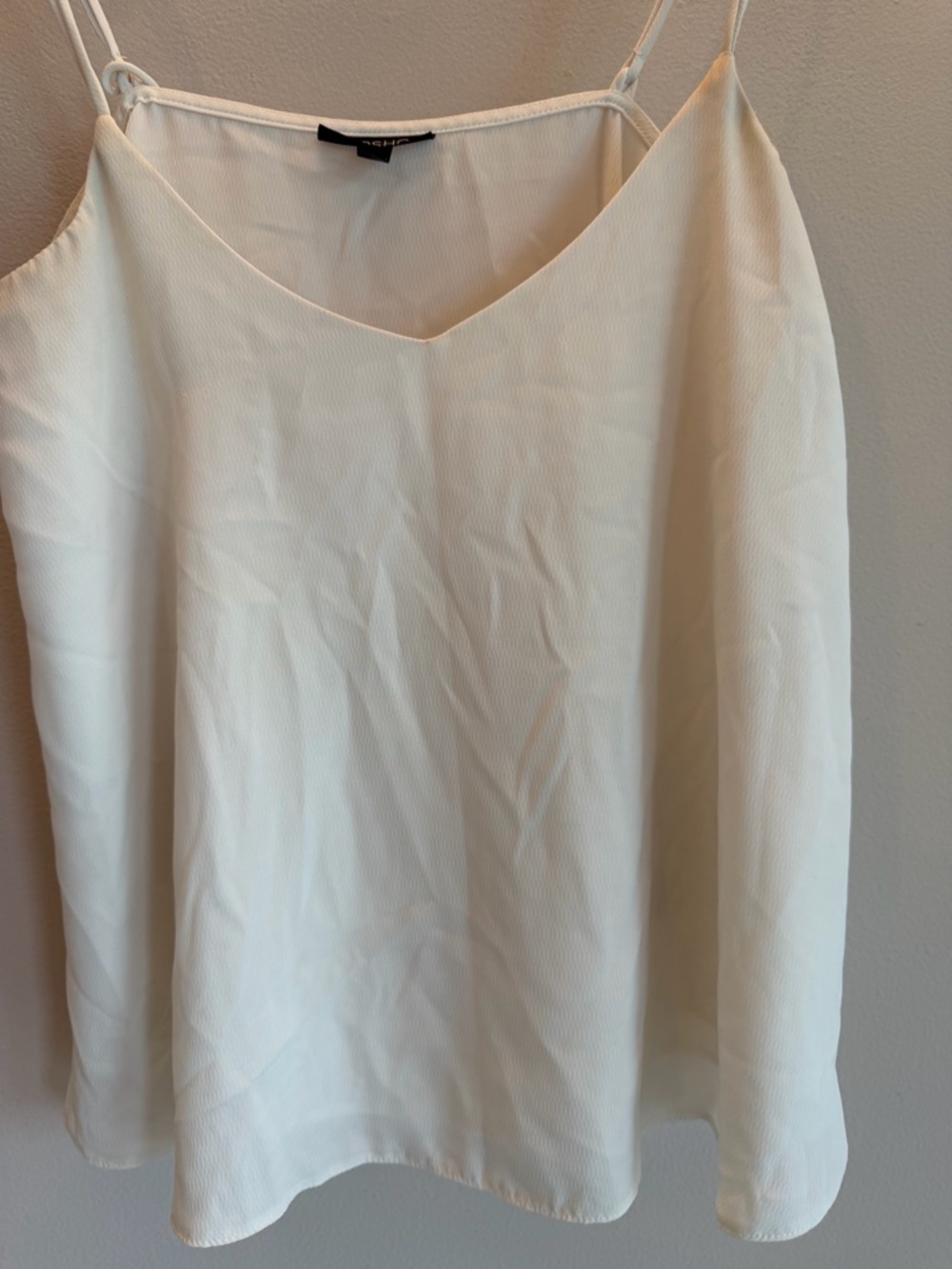 Topshop White V-Neck Spaghetti Strap Camisole Tank Top US 6 - Picture 2 of 4